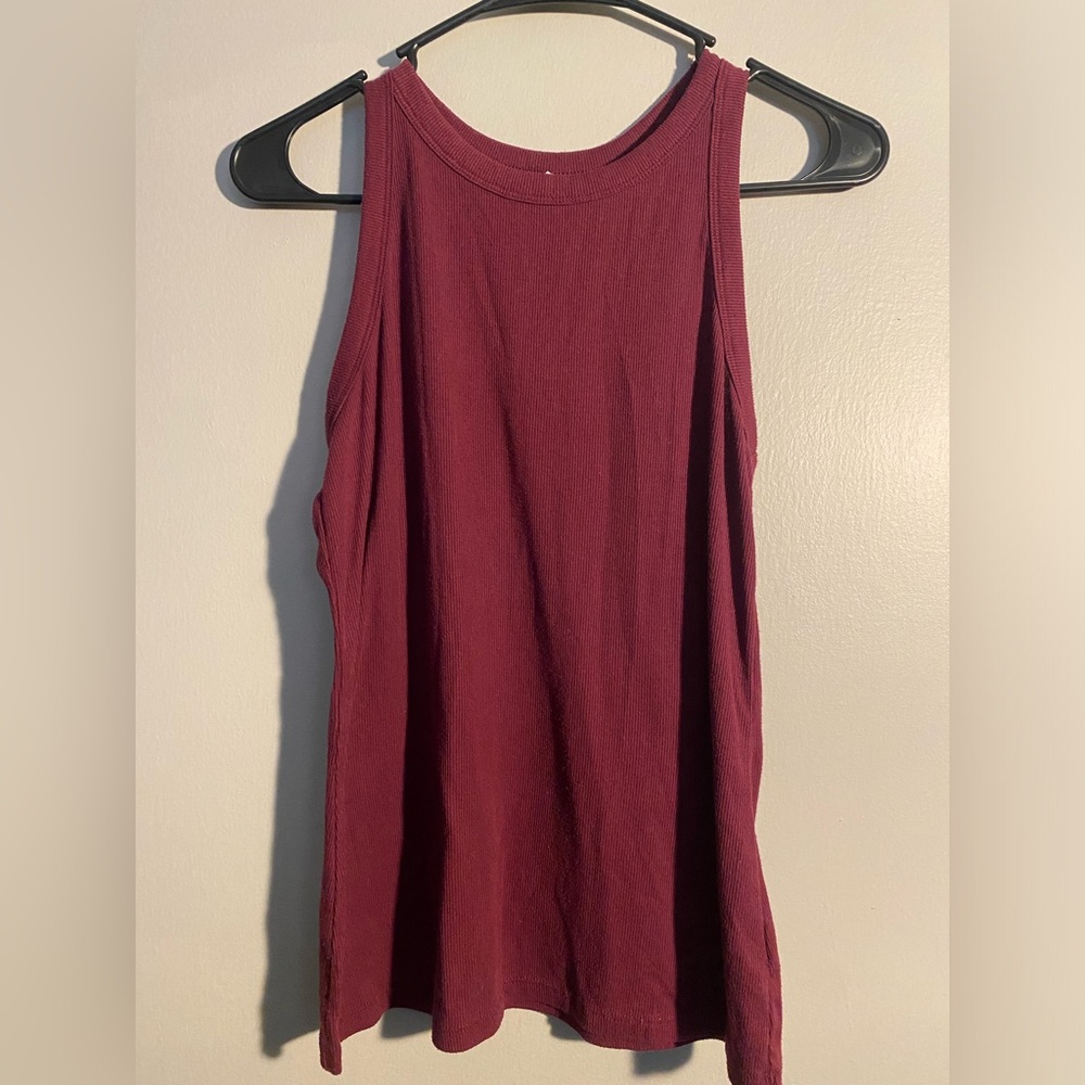 Item 7 Sleeveless Ribbed Tank Top - Burgundy